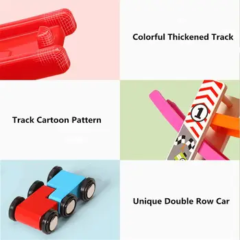 Koka Vilcienu 7-Slāņa Race Track & 8 Mini Inerces Sacīkšu Auto Bīdāmās Rotaļlietas Vehical &T K1MA