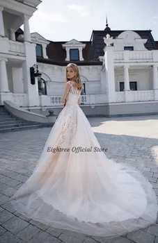 Krievu Stila Mežģīņu Kāzu Kleita Ir 2021. Vāciņu Piedurknēm Tiesa Vilcienu Princess Kāzu Kleitas Vintage Pasūtījuma izgatavotu Tērpu de Mariee