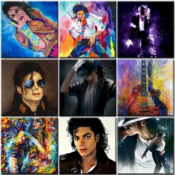 Krāsu Skaits Krāsošana Michael Jackson HandPainted Komplekti Zīmēšanai Attēls Diy Akrila Krāsas Audekla Mājas Dekoru, Pieaugušo Mākslas Dāvana