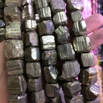 Kvadrāta formas pyrite krellītēm dabīgā akmens krelles DIY zaudēt krelles rotaslietas pieņemšanas daļa 15