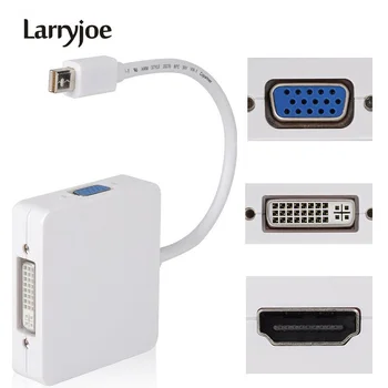 Larryjoe 3 In 1 Mini displayport DP Thunderbolt uz DVI, VGA, HDMI Adaptera Kabeli, lai iMac, Mac Mini Pro Gaisa Grāmatu, Lai Uzraudzītu TV