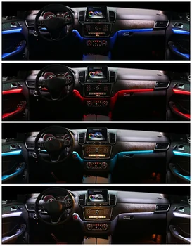 LED interjera apkārtējā gaisma Mercedes-Benz GLE W166 slīpums gaismu izstarojošās apdares 3 krāsas/12 krāsas sākotnējo apkārtējās gaismas