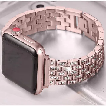 Luksusa Dimanta Joslas Apple Skatīties 3 42mm 38mm Sieviešu Aproce correa Apple skatīties SE joslā, Sērija 6 5 4 44mm 40mm Watchband
