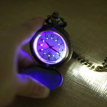 Luksusa Zelta Tim Burton Murgs Pirms Ziemassvētku Gaismas LED Kvarca Kabatas Pulksteņu Modes Gadījuma Flash Kabatas pulkstenis Dāvanas