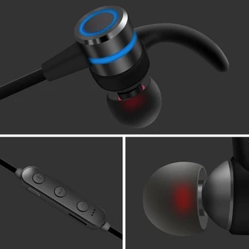 M&J Bluetooth 5.0 Austiņas Metāla Magnētu Bezvadu Austiņas Stereo TF Kartes Austiņas Sporta Klausules Earbuds HiFI Bass Rokās-bezmaksas