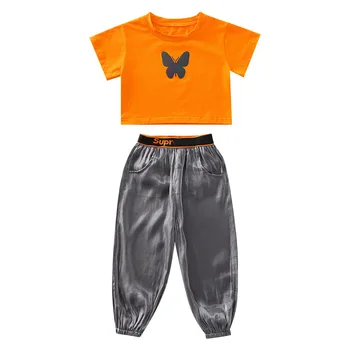 Meiteņu Apģērbu Komplekti 2020. Gada Vasarā Bērni Gaismas tauriņš T-Krekls +Bikses Kopa Pusaudžu 2 Gab Uzvalks 4 6 8 10 12 14 Gados Bērnu Apģērbs