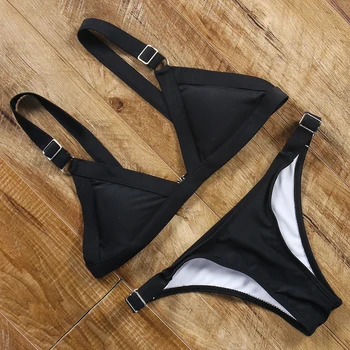 Melns Bikini Push Up Mikro Brazīlijas Bikini Komplekts 