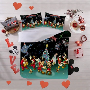 Mickey Minnie Ziemassvētku Gultas Komplekts Sega Sedz Spilvendrāna Mājas Tekstila Pieaugušajiem Bērniem, Dāvanu Queen, King Size Gulta Komplekts Sega Komplekts