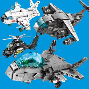 Mini Militārās lidmašīnas Bloku Komplekts DIY Bomber Cīnītājs Transporta Lidmašīnu Helikoptera Modelis Mūsdienu Kara Ēka, Ķieģeļu Rotaļlietas Bērniem