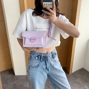 Moderns Violeta Sieviešu Plecu Somas, Dizaineru Mazo vasarā jaunu korejiešu Messenger bag Adīt Siksnas somas ķēdes Atslēga Crossbody soma