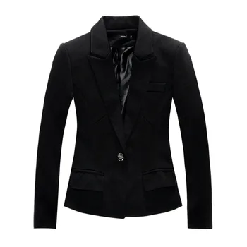Modes Sieviešu Žakete, Jaka Uzvalks Gadījuma Melns Mētelis Vienu Pogu Slim Virsdrēbes Sieviete Bleizeri Plus izmērs S-3XL