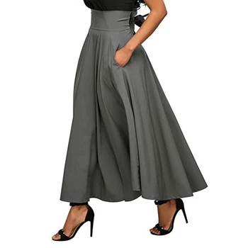 Modes Svārki Ar 2020. Gada Vasaras Kabatas Augstas Kvalitātes Cietā Potītes Garuma Vintage Svārki Sievietēm Black Ilgi Svārki