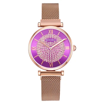 Modes Vienkāršu Sieviešu pulksteņi Dāmas skatīties Gudrs Kaķis Skalu Magnēts Sprādzes Sakausējuma Skatīties Rose Gold Pulkstenis reloj mujer