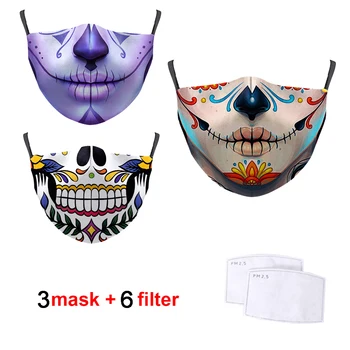 Mutes Drukāt 3D Sejas Maskas nepievelk putekļus Elpojošs Mens/Sieviete PM2.5 Salona Filtrs Papīra Mazgājams Ziemassvētku Multfilmas Maska