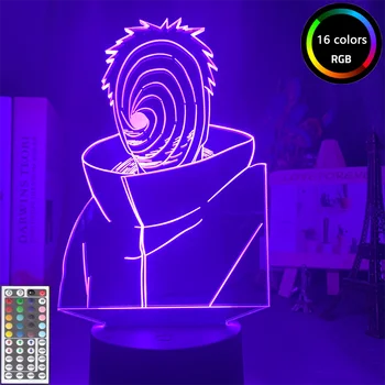 Naruto Anime Attēls Uchiha Obito LED 3D Naktī Mazulis Gaismas LED Dekoratīvās Nakts Lampas Bērnu Bērni 3d Galda Lampa, Rotaļlietas, Dāvanas,