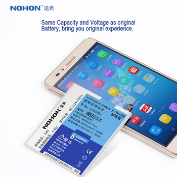 NOHON Par Huawei Honor 5X 6X 7X 7C 5C 9 P9 P10 Nomaiņa Akumulatora HB396481EBC HB366481ECW HB386280ECW Maimang 4 5 6 Akumulatora