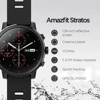 Noliktavā Globālo versiju Amazfit Stratos Fitnesa Dziesmu GPS Smartwatch 5ATM Peldēšana Mūzikas Atskaņošanas Sirds ritma Monitors Skatīties Smart