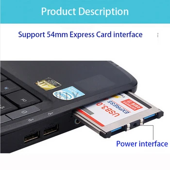 OULLX 54mm Express Card lai USB3.0 Paslēpta USB 3.0 Expresscard Adapter Converter Grāmatiņa Paplašināšanas karti