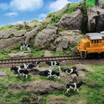 P8714 32pcs HO Mēroga krāsotas Lauksaimniecības Dzīvnieku 8 Govis dažādās pozās Modeli Dzelzceļa JAUNAS