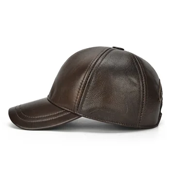 Pavasara īsta āda man ir beisbola cepure cepure vīriešiem ir īsts ādas sēdeklis šoferis braukšanas brūna snapback cepures cepures B108