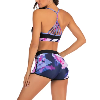 Peldkostīms ir 2021. Peldkostīmi Sieviešu Bikini komplekts Sporta Peldkostīmi Šorti 2 Gabals Peldēties uzvalku Sieviešu peldkostīms ar Ziedu Beachwear Sieviete