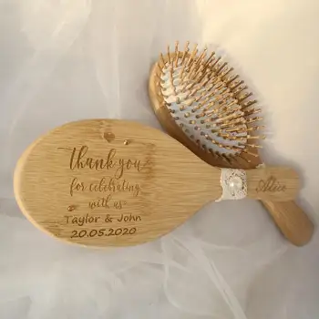 Personalizētā kāzu līgavas labu dāvanu līgava matu suka Baby dušas bambusa ķemme dzimšanas dienas svinības Dāvana Ziemassvētku dāvanas