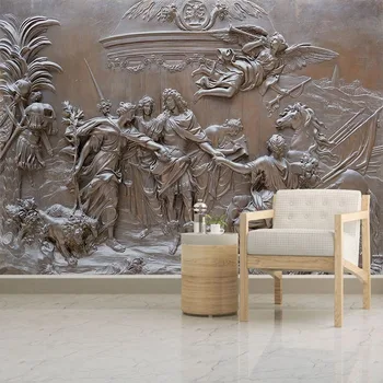 Pielāgotus Foto Wall Papers Mājas Dekoru Eiropas Stilā 3D Reljefa Eņģeļa Raksturs Sienas Studiju Dzīvojamā Istaba Dīvāns Sienu Apdare Fresco