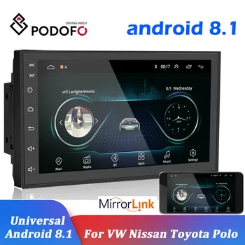 Podofo 2 din Android 8.1 Automašīnas radio, GPS Multimedia Player 2din Universālā Autoradio Par Volkswagen Hyundai, Nissan, toyota CR-V KIA