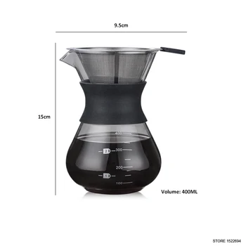 Premium 200ML&400 ML Mājās Kafijas kanna ar Filtru Kvalitāti Konusa Filtrs Coffeemaker Pārlejiet Kafiju ar Atkārtoti Pilienu Filtru