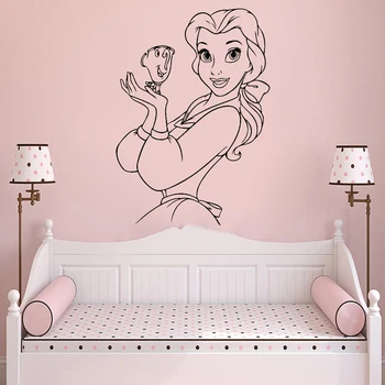 Princess Beauty Karikatūra Sienas Vinila Decal Meitenes Guļamistaba Bērnistaba Sienas Uzlīmes Noņemamas Mājas Decation Z347