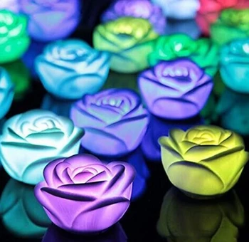 Romantisks Rožu Ziedu LED Sveču Gaismas Krāsu Mainīt Lampas LED Nakts Apgaismojums, Kāzu Partijas Apdare