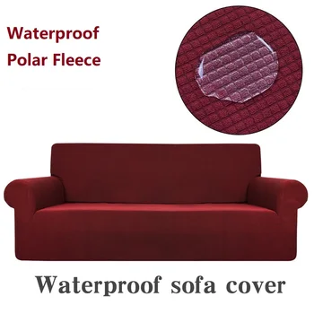 Sabiezēt Polar Fleece Ūdensizturīgs Sofa Cover Elastīgs All-inclusive Dīvāna Pārvalki Dzīvojamā Istaba Četras Sezonas Slipcover Universal