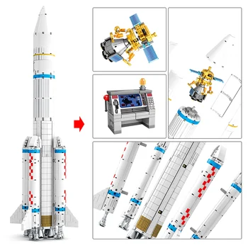 SEMBO 1202pcs Pilsētas Tehniskās Kosmosa Raķešu Celtniecības Bloki Radītājs Kosmosa Raķetei Astronauts Attēls Ķieģeļi Rotaļlietas Bērniem