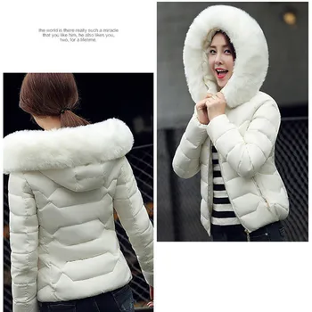Sieviešu ziemas jaka plus lieluma kapuci ar kažokādas apkakli siltu, biezu parka kokvilnas polsterētām sieviešu modes sieviešu mētelis Y16