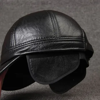 SILOQIN Regulējams Izmērs Vīriešu Īsta Āda Klp Ziemā Silts Beisbola Cepurītes Ar Savējos Pātagot Ādas Zīmols Cepure Vīriešiem