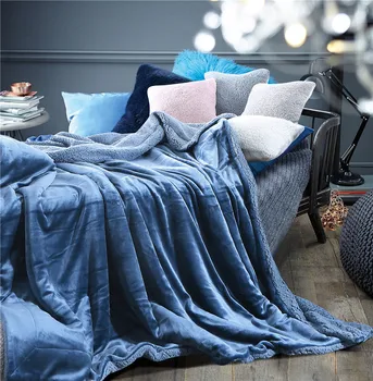 Silta, Mīksta Vilnas Segas Dubultā Slāņa Bieza Plīša Mest uz Dīvānu Plaknes Pledi Cieto gultu Pārklāji Mājas Tekstila 1PC zilu segu