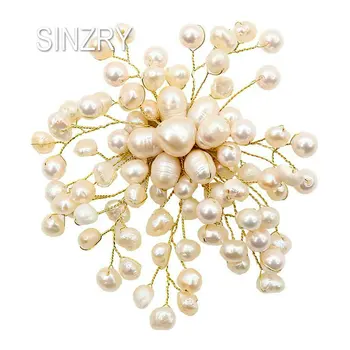 SINZRY oriģināls dizains, roku darbs, dabiskie saldūdens pērles līgavas ziedu broša pin radoša dāma piespraudes puse, rotaslietas, dāvanu