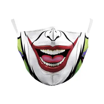 Smaids, Mutes 3d Iespiesti Sejas Maska Pieaugušajiem, kas Nav Vienreizējās lietošanas Mazgāt Atkārtoti Mutes Maska nepievelk putekļus Halloween Mutes Maska+2gab Filtri