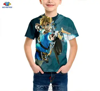 SONSPEE Legend of Zelda Elpa Savvaļas Bērniem, Bērnu T-krekli Ikdienas Harajuku Īsām Piedurknēm Apģērbs Zēniem/Meitenēm, t-veida Topi
