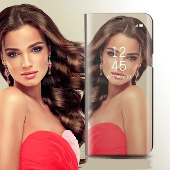 Spogulis Flip View Full Cover for Samsung Galaxy J2 Pro J2 J4 J6 2018 G530 J5 J7 Ministru J7 Plus Max DUO Tālruni Gadījumos, Ādas Fundas