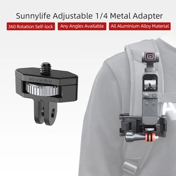 Sunnylife 1/4 GoPro Metāla Adapteris 360 Rotācijas Regulēšana Alumīnija Sakausējuma Adapteri Kabatā 2/Insta360 Viens X2/SLR Kameras