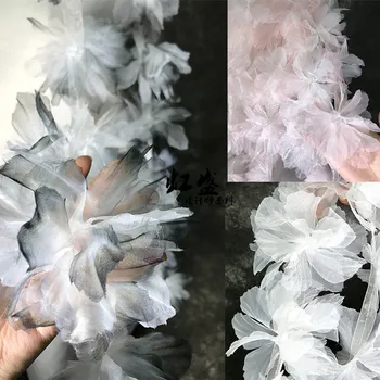 Tintes mākslas stila kaklasaišu krāsošanas 3D dzijas ziedu radošās apģērbu kleitu modes dizainere mežģīņu auduma piederumi