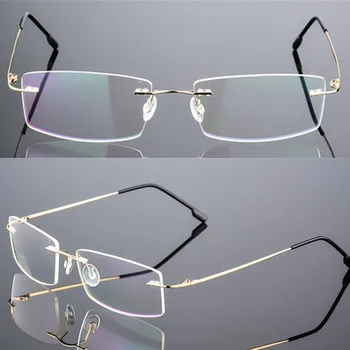 Titāna Sakausējuma Brilles Rāmis Vīriešu, Ultravieglajiem Laukumā Recepšu Tuvredzība Optisko Bez Apmales Brilles, Ietvari Unisex Briļļu Rx Iespēja
