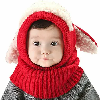 Toddler Baby Kids Ziemas Siltā Cepure Meitenes Zēni Kapuci Šalle Beanie Cepures Cepures, Cepurīte