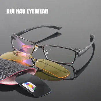 Unisex Rāmji, Brilles Vīrieši Pilnībā bez apmales Dizainu Optisko Briļļu Rāmis Sievietēm 2GAB Klipu Saulesbrilles Dzeltenā Nakts Redzamības Brilles