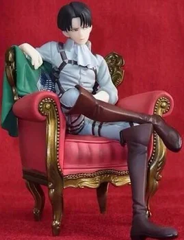 Uzbrukums Titan Levi Ackerman Anime Skaitļi PVC Rotaļlietas Rivaille Sēž Dīvāns Rīcības Statuetes Modelis Heichov Kolekcionējamus Lelles Figma