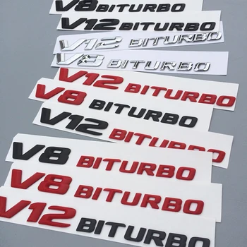 V8 V12 BITRUBO Vēstules Emblēmu Žetons par Mercedes Benz C63 E300L Spārnu Sānu Supercharge Turbo Logo Car Styling Pielāgošanas Uzlīme