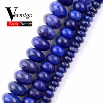 Vairumtirdzniecības Dabīgā Akmens Lapis Lazuli Rondelle Krelles Rokdarbi Rotaslietu izgatavošana 2x4x6x8mm Abacus, Krelles Diy Aproce 15