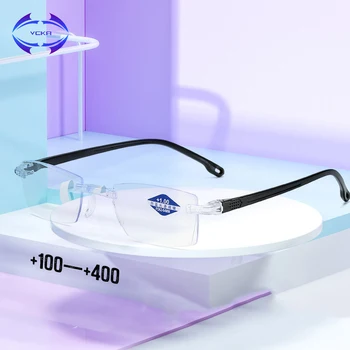 VCKA 2020 Vīrieši Sievietes Lasījumā bez apmales Brilles Anti Zilā Gaisma Palielinājumu, Briļļu Presbyopic Briļļu Dioptrijas okulary +100 LĪDZ+400