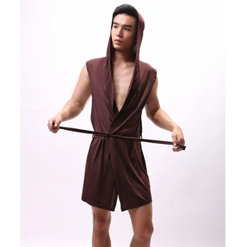 Vīriešiem Gadījuma Peldmētelis Kimono Ilgi Drēbes Mīkstas Piedurknēm Sleepwear Naktskrekls Kapuci Peldēšanās Tērpu Vīriešu Naktsveļu Plus Lieluma Pidžamas